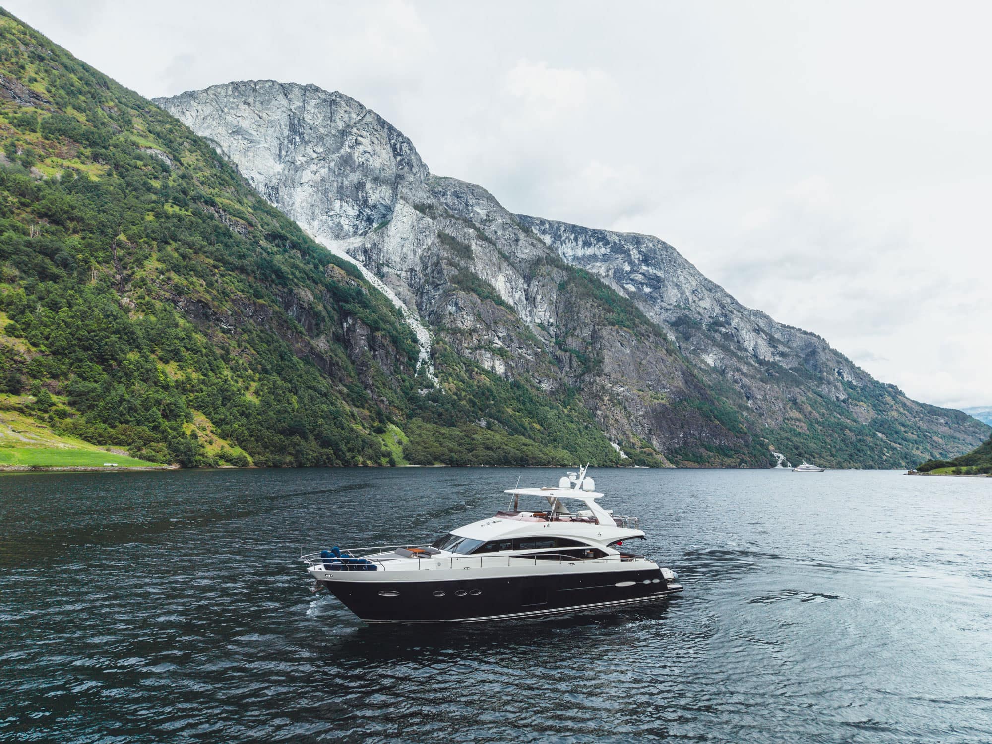 The Princess 72 at anchor in a fjord