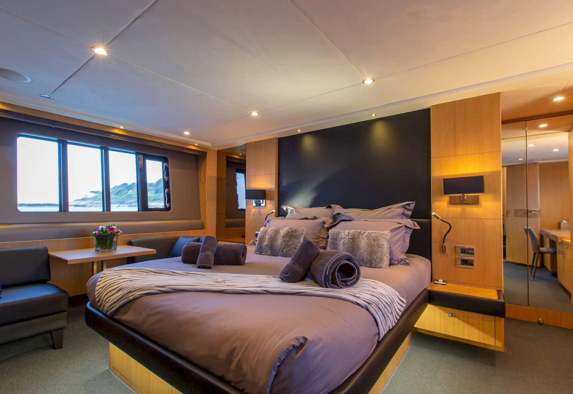 The master cabin aboard the Princess 72