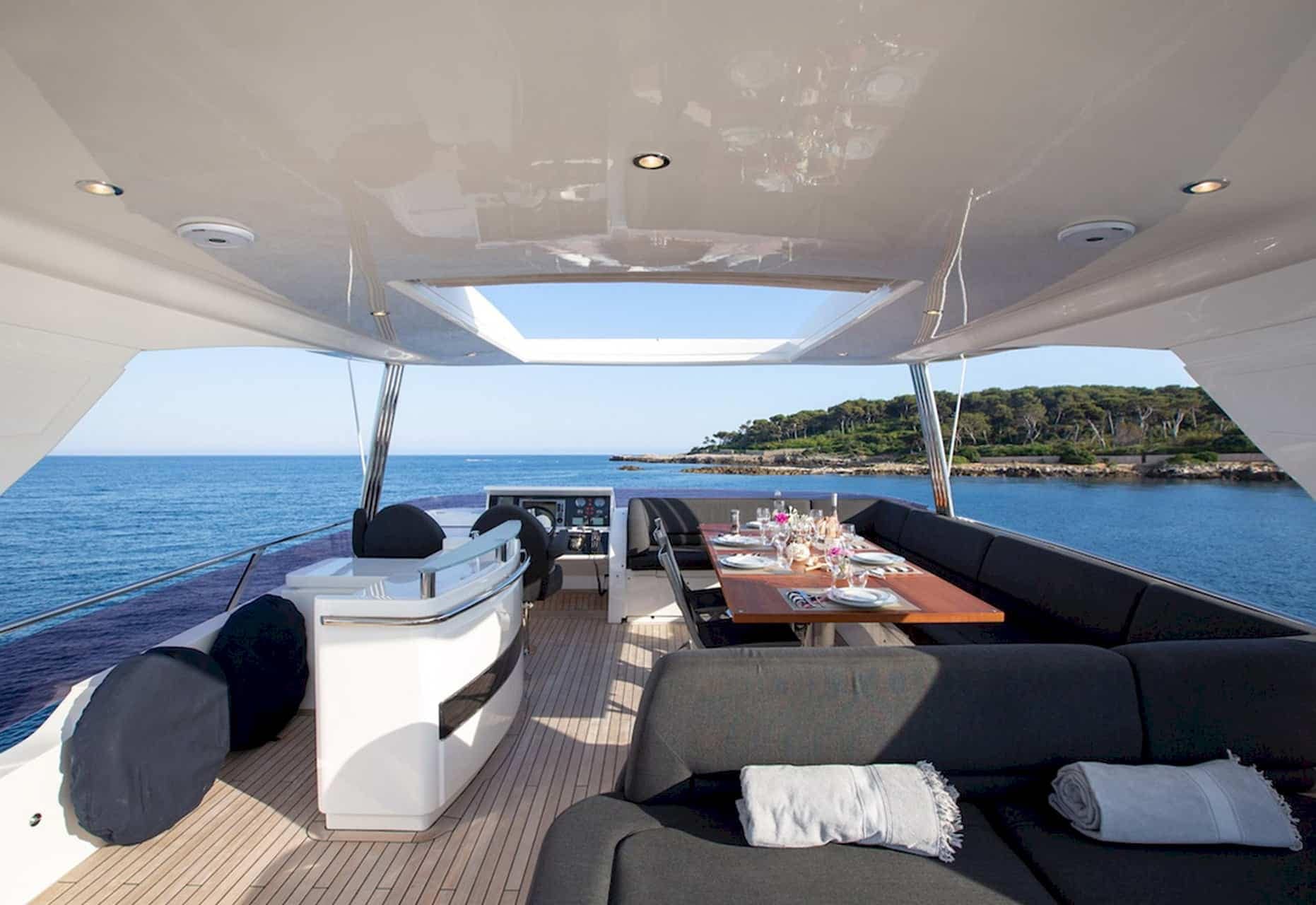 The aft deck set for dining